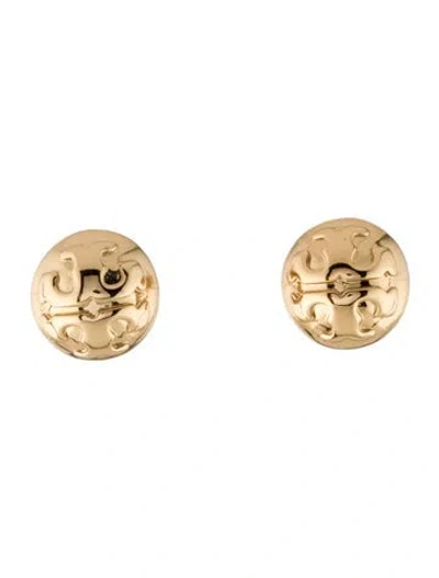 Pre-owned Tory Burch Dome Medallion Logo Stud Earrings In Multi