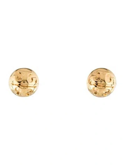 Pre-owned Tory Burch Dome Medallion Logo Stud Earrings In Multi