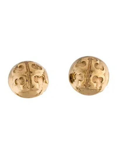 Pre-owned Tory Burch Domed Logo Stud Earrings In Multi