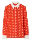 Tory Burch Colorblock Jacquard Shirt In Red
