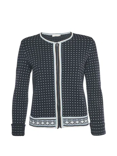 Pre-owned Tory Burch Dotted-pattern Zip-fastening Jacket In Blue