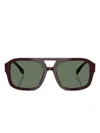 Tory Burch Double-bridge Logo-detail Sunglasses In Green
