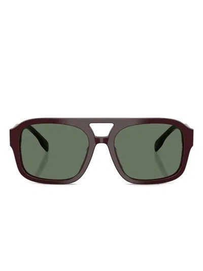 Tory Burch Double-bridge Logo-detail Sunglasses In Green
