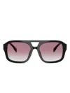 Tory Burch Double-bridge Square-frame Sunglasses In Black