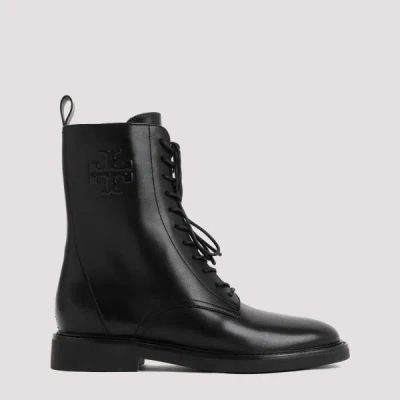 Tory Burch Black Black Double T Leather Combat Boots