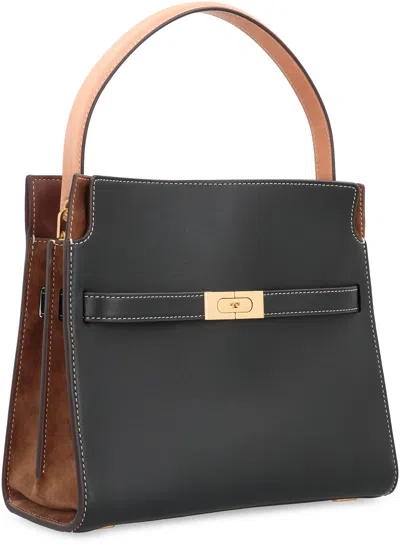 Tory Burch Double Lee Radziwill Leather Handbag In Black