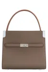 Tory Burch Double Lee Radziwill Leather Handbag In Grey