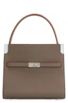Tory Burch Double Lee Radziwill Leather Handbag In Grey