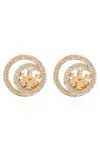 Tory Burch Double-ring Embellished Earrings In Golden