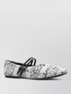 Tory Burch Double Strap Square Toe Textured Ballerinas In Gray