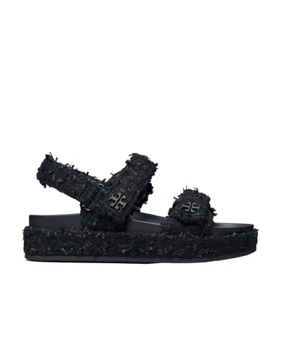 Tory Burch Sporty Kira Flat Sandals Platform In Black