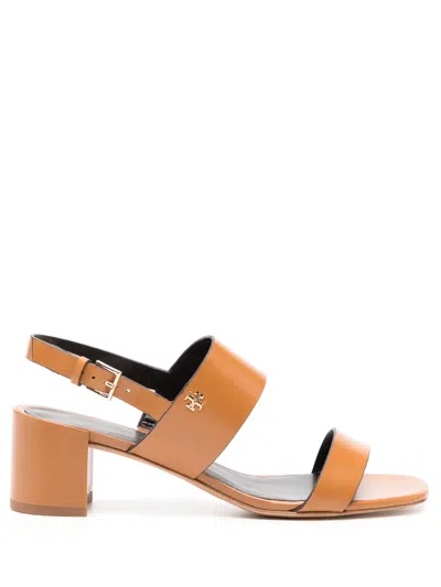 Tory Burch Double T 50mm Leather Sandals In Brown