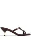 Tory Burch Double T 55mm Leather Mules In Brown