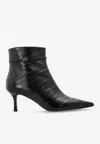 Tory Burch Double T Buckle Pointed Ankle Boots 65mm Perfect Black In Black
