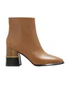 Tory Burch Double T 75mm Leather Ankle Boots In Brown