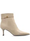 Tory Burch Double T 65 Leather Ankle Boots In Neutrals
