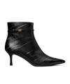 Tory Burch Double T Buckle Pointed Ankle Boots 65mm Perfect Black In Black