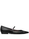 Tory Burch Black Ballet Shoes With Pointed Toe And Double T Motif In Patent Leather Woman In Black