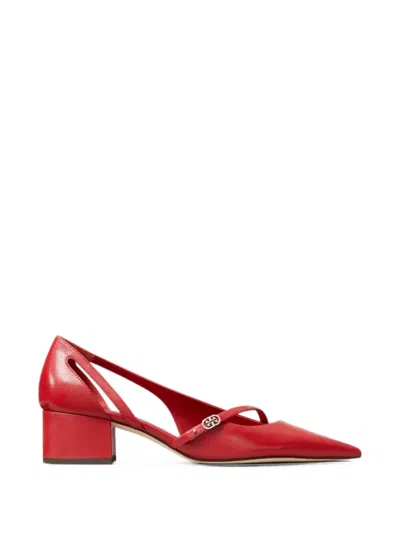 Tory Burch Double T Buckle D'orsay Pumps In Red