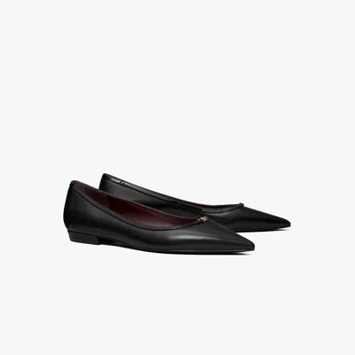 Tory Burch Double T Buckle Flat In Black