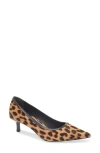 Tory Burch Double T Buckle Genuine Calf Hair Kitten Heel Pump In Leopard Print Calf Hair