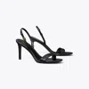 Tory Burch Double T Buckle Heeled Sandal In Black