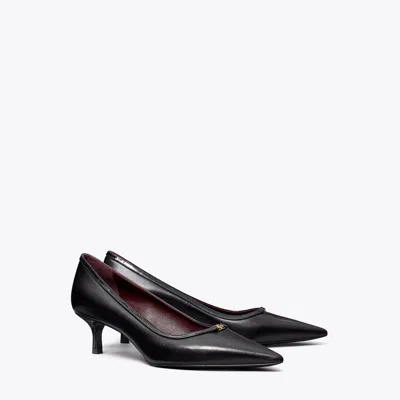 Tory Burch Double T Buckle Kitten Heel Pump In Black