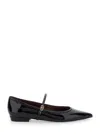 Tory Burch Black Ballet Shoes With Pointed Toe And Double T Motif In Patent Leather Woman In Black