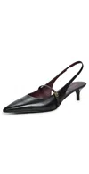 Tory Burch Double T Buckle Slingback Mary Jane Kitten Heel Pump In Black