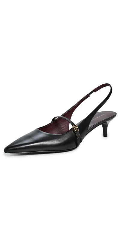 TORY BURCH DOUBLE T BUCKLE MARY JANE HEELS PERFECT BLACK / PERFECT BLACK