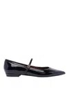 Tory Burch Black Ballet Shoes With Pointed Toe And Double T Motif In Patent Leather Woman In Negro
