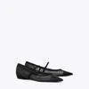 Tory Burch Suede-trimmed Mesh Mary Jane Flats In Nero