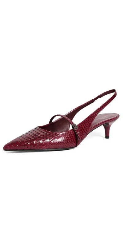 Tory Burch Double T Buckle Mary Jane Pumps Dark Raspberry In Burgundy