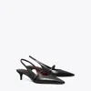 Tory Burch Double T Buckle Slingback Mary Jane Kitten Heel Pump In Black