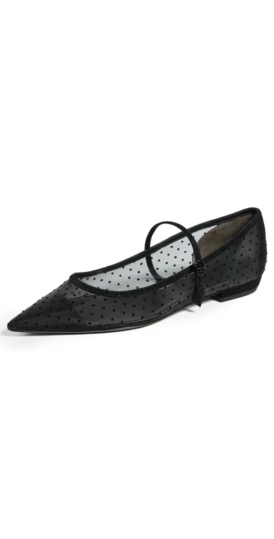 Tory Burch Suede-trimmed Mesh Mary Jane Flats In Black
