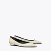 Tory Burch Double T Pointed-toe Flats In Light Cream/perfect Black