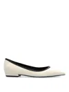 Tory Burch Double T Pointed-toe Flats In Nude & Neutrals