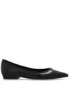 Tory Burch Leather Ballerinas With Patent Leather Profile In Black