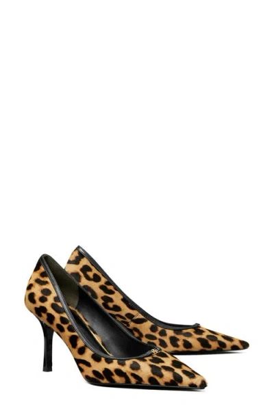 Tory Burch Double T Buckle Pointed Toe Pump In Animal Print