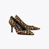 Tory Burch Double T Buckle Pointed Toe Pump In Animal Print