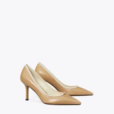 Tory Burch Double T Buckle Pump In Cantucci/light Cream