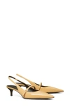 Tory Burch Double T Buckle Slingback Mary Jane Kitten Heel Pump In Yellow