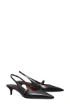 Tory Burch Double T Buckle Slingback Mary Jane Kitten Heel Pump In Black