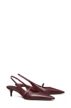 Tory Burch Double T Buckle Slingback Mary Jane Kitten Heel Pump In Burgundy