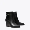 Tory Burch Double T Buckle Wedge Boot In Perfect Black