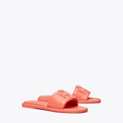 Tory Burch Double-t Leather Sport Slide Sandal In Coral Crush