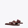 Tory Burch Double-t Leather Sport Slide Sandal In Plum/gold
