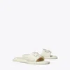 Tory Burch Double T Leather Medallion Slide Sandals In Dulce De Leche
