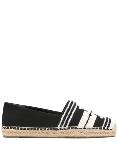 Tory Burch Double T Canvas Espadrilles In Black