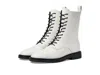 Tory Burch Double T Combat Boot In White
